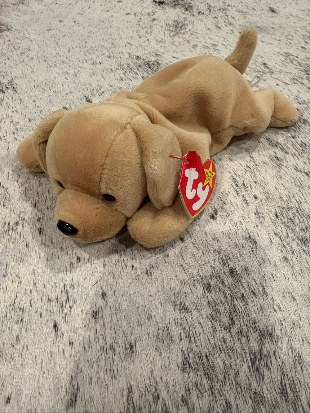 Ty Tan Plush Puppy Dog Toy with Red Heart Tag